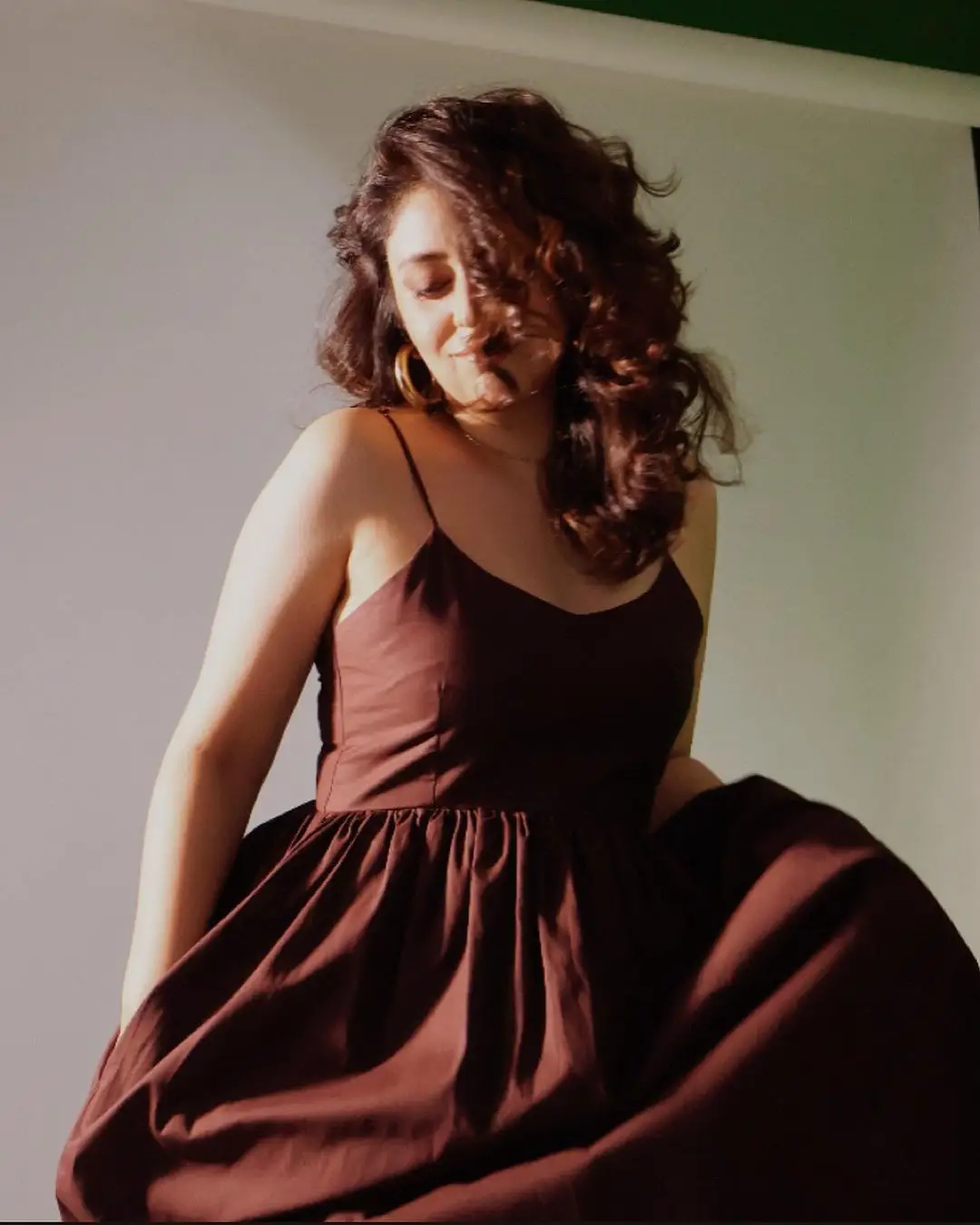 Hindi TV Actress Neha Sargam Stills In Maroon Gown